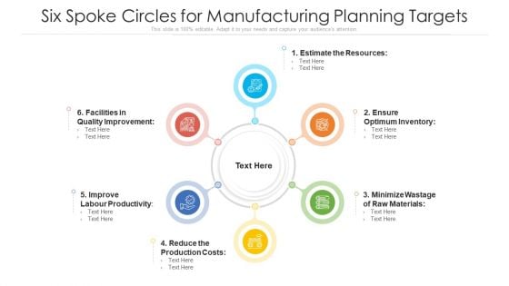 Six Spoke Circles For Manufacturing Planning Targets Ppt PowerPoint Presentation Gallery Examples PDF Six Spoke Circles For Manufacturing Planning Targets Ppt PowerPoint Presentation Gallery Examples PDF