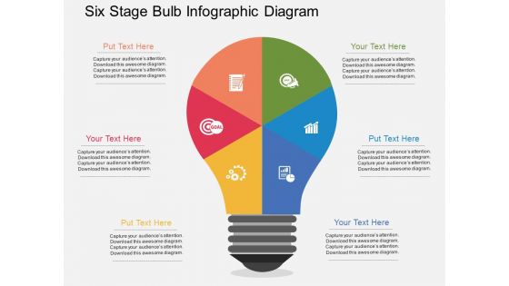 Six Stage Bulb Infographic Diagram Powerpoint Templates