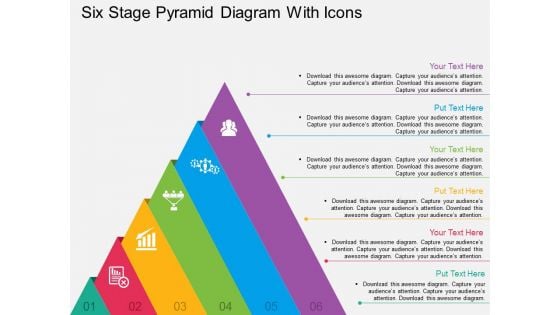 Six Stage Pyramid Diagram With Icons Powerpoint Templates