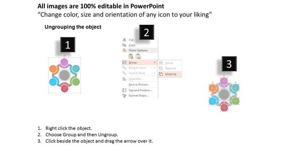 Six Staged Business Process Circle Chart Icons Powerpoint Template