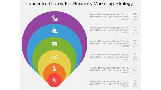 Six Staged Concentric Circles For Business Marketing Strategy Powerpoint Template