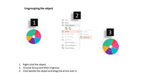 Six Staged Pie Chart And Icons Diagram Powerpoint Template