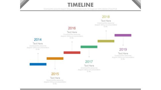 Six Staged Stair Design Timeline For Business Powerpoint Slides