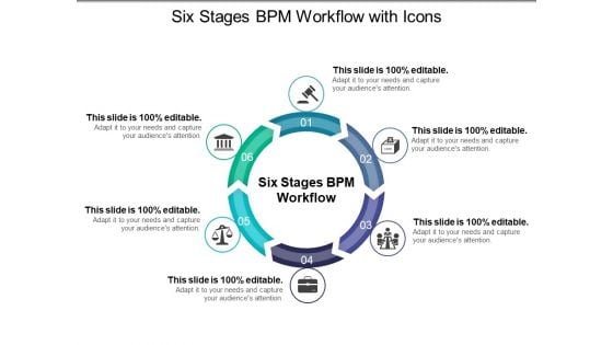 Six Stages Bpm Workflow With Icons Ppt PowerPoint Presentation Ideas Brochure