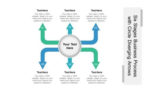 Six Stages Business Process With Circle Diverging Arrows Ppt PowerPoint Presentation Outline Format PDF