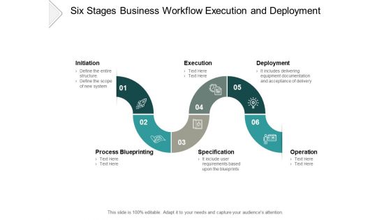 Six Stages Business Workflow Execution And Deployment Ppt PowerPoint Presentation Infographic Template Grid