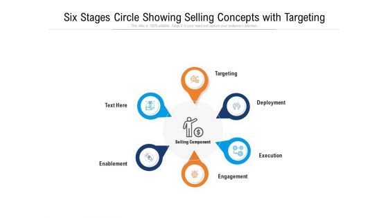 Six Stages Circle Showing Selling Concepts With Targeting Ppt PowerPoint Presentation Gallery Graphics Template PDF