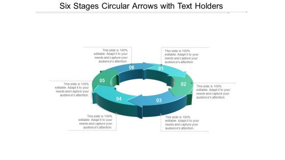 Six Stages Circular Arrows With Text Holders Ppt Powerpoint Presentation Professional Portrait