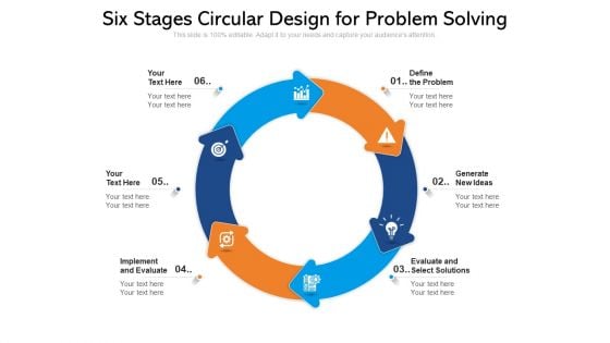 Six Stages Circular Design For Problem Solving Ppt PowerPoint Presentation File Objects PDF