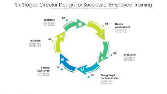 Six Stages Circular Design For Successful Employee Training Ppt PowerPoint Presentation File Vector PDF