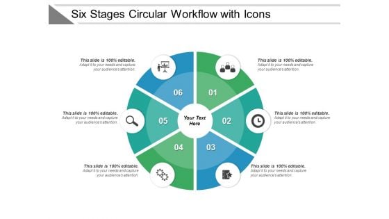 Six Stages Circular Workflow With Icons Ppt PowerPoint Presentation Professional Clipart Images