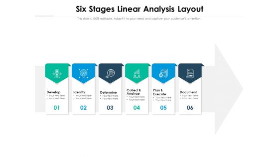 Six Stages Linear Analysis Layout Ppt PowerPoint Presentation Gallery Master Slide PDF