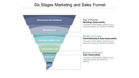 Six Stages Marketing And Sales Funnel Ppt PowerPoint Presentation Infographic Template Deck