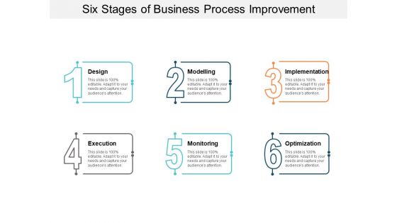 Six Stages Of Business Process Improvement Ppt PowerPoint Presentation Icon Background Designs