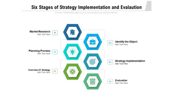 Six Stages Of Strategy Implementation And Evalaution Ppt PowerPoint Presentation File Elements PDF