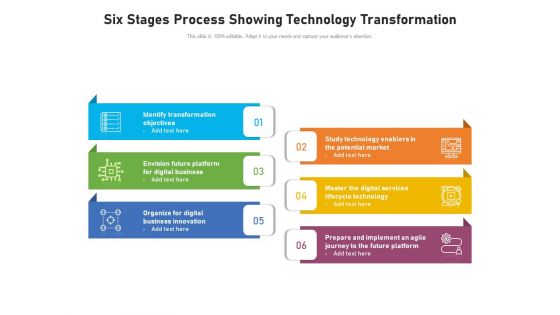 Six Stages Process Showing Technology Transformation Ppt PowerPoint Presentation Show Slide Download PDF