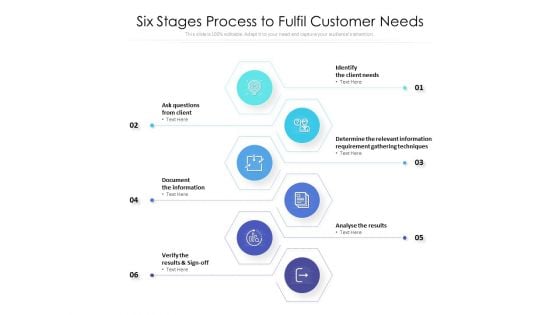 Six Stages Process To Fulfil Customer Needs Ppt PowerPoint Presentation Infographics Guidelines PDF