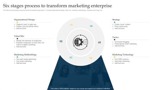 Six Stages Process To Transform Marketing Enterprise Ppt Infographics Background Designs PDF Six Stages Process To Transform Marketing Enterprise Ppt Infographics Background Designs PDF