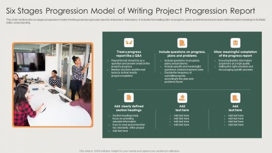 Six Stages Progression Model Of Writing Project Progression Report Download PDF