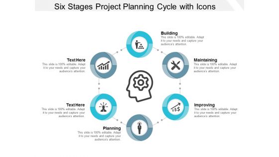 Six Stages Project Planning Cycle With Icons Ppt Powerpoint Presentation Infographics Objects