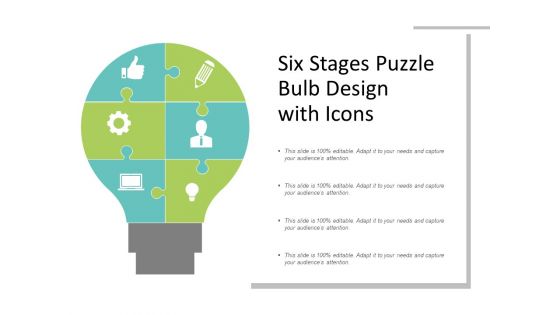 Six Stages Puzzle Bulb Design With Icons Ppt PowerPoint Presentation Gallery Graphic Tips