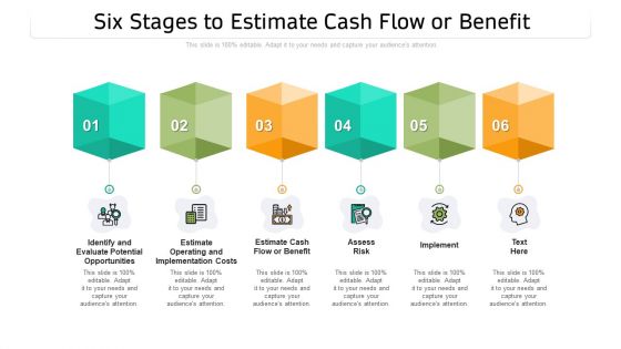 Six Stages To Estimate Cash Flow Or Benefit Ppt PowerPoint Presentation File Clipart Images PDF