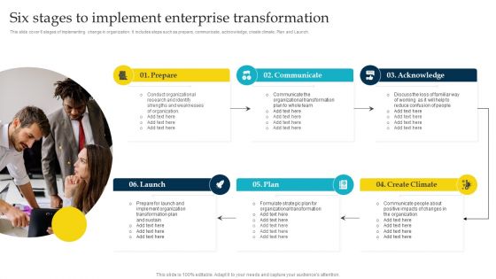 Six Stages To Implement Enterprise Transformation Ppt Summary Professional PDF