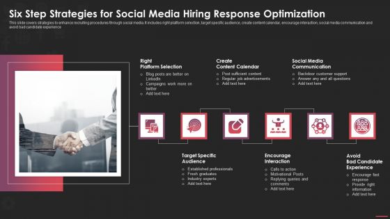 Six Step Strategies For Social Media Hiring Response Optimization Information PDF