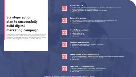 Six Steps Action Plan To Successfully Build Digital Marketing Campaign Ppt Infographic Template PDF Six Steps Action Plan To Successfully Build Digital Marketing Campaign Ppt Infographic Template PDF
