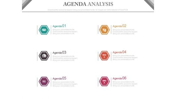 Six Steps Agenda Infographics Diagram Powerpoint Slides