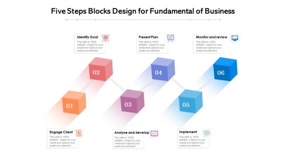 Six Steps Blocks Design For Fundamental Of Business Ppt PowerPoint Presentation Styles Icon PDF