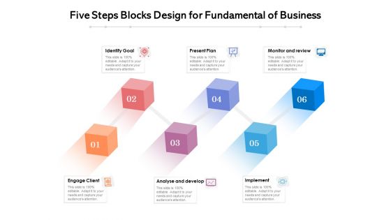 Six Steps Blocks Design For Fundamental Of Business Ppt PowerPoint Presentation Styles Icon PDF