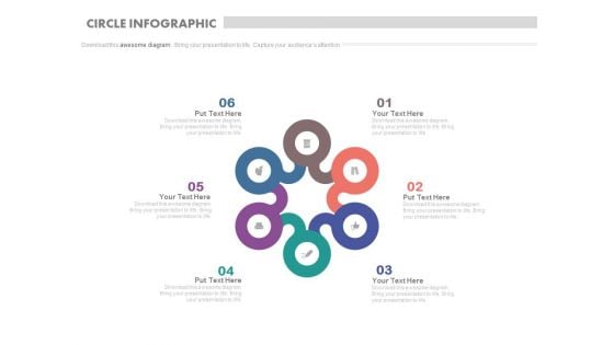 Six Steps Circle Infographics For Process Flow Powerpoint Slides