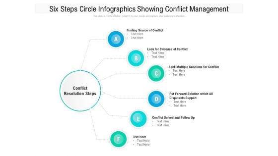 Six Steps Circle Infographics Showing Conflict Management Ppt PowerPoint Presentation File Slide PDF