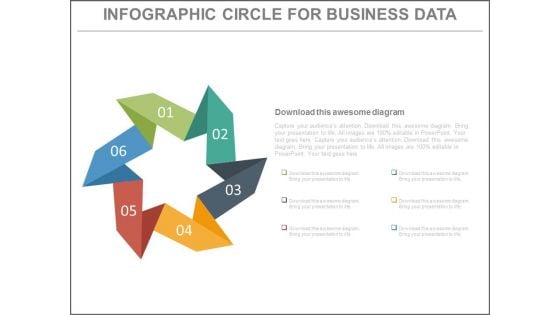 Six Steps Circular Chart For Workflow Powerpoint Slides