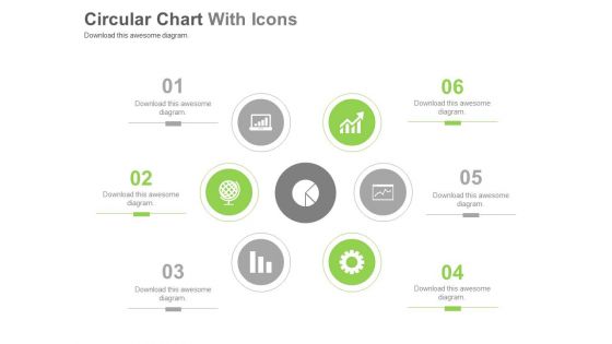 Six Steps Circular Chart With Icons Powerpoint Slides