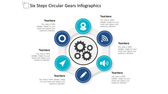 Six Steps Circular Gears Infographics Ppt Powerpoint Presentation Slides Smartart