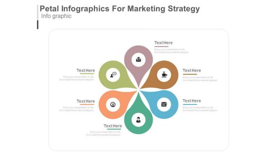 Six Steps Circular Infographics For Marketing Strategy Powerpoint Template