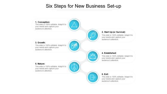 Six Steps For New Business Set Up Ppt PowerPoint Presentation File Samples PDF