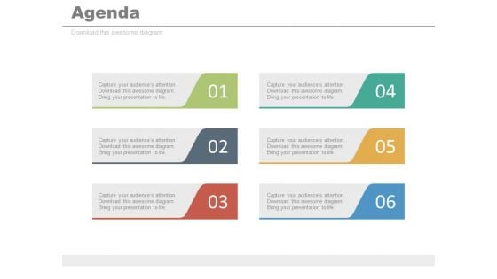 Six Steps For Successful Business Agenda Powerpoint Slides