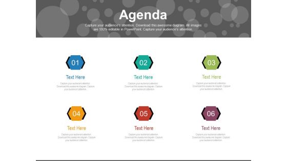 Six Steps Guide For Business Agenda Powerpoint Slides