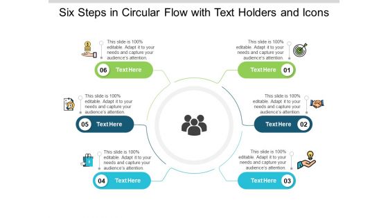 Six Steps In Circular Flow With Text Holders And Icons Ppt PowerPoint Presentation Portfolio Slide Download