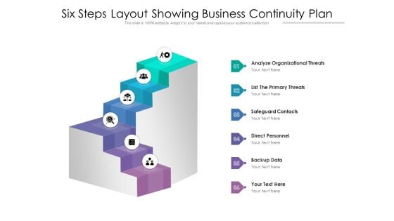 Six Steps Layout Showing Business Continuity Plan Ppt PowerPoint Presentation Infographic Template File Formats PDF