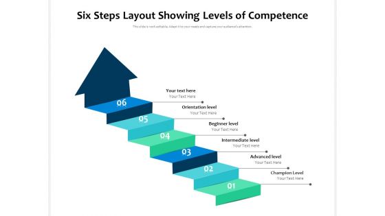 Six Steps Layout Showing Levels Of Competence Ppt PowerPoint Presentation Ideas Design Templates PDF