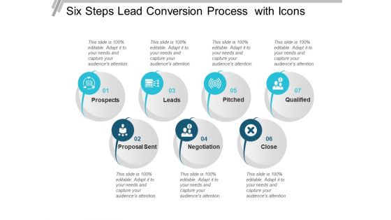 Six Steps Lead Conversion Process With Icons Ppt PowerPoint Presentation Professional Background Image