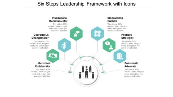 Six Steps Leadership Framework With Icons Ppt PowerPoint Presentation Slides Format