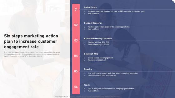 Six Steps Marketing Action Plan To Increase Customer Engagement Rate Ppt Gallery Inspiration PDF