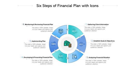 Six Steps Of Financial Plan With Icons Ppt PowerPoint Presentation Slides Show