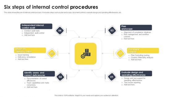 Six Steps Of Internal Control Procedures Slides PDF
