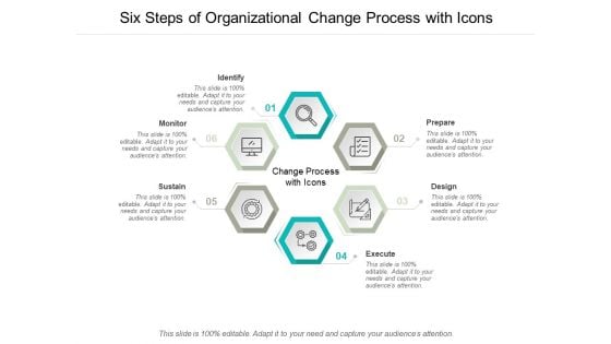 Six Steps Of Organizational Change Process With Icons Ppt PowerPoint Presentation Influencers